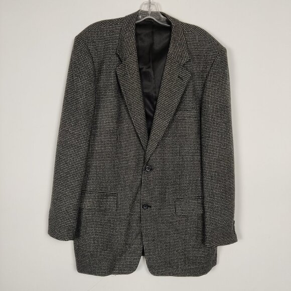 Protocol Men's Blazer Size 42L Black White Tweed Wool Business Casual Old Money - Picture 1 of 11
